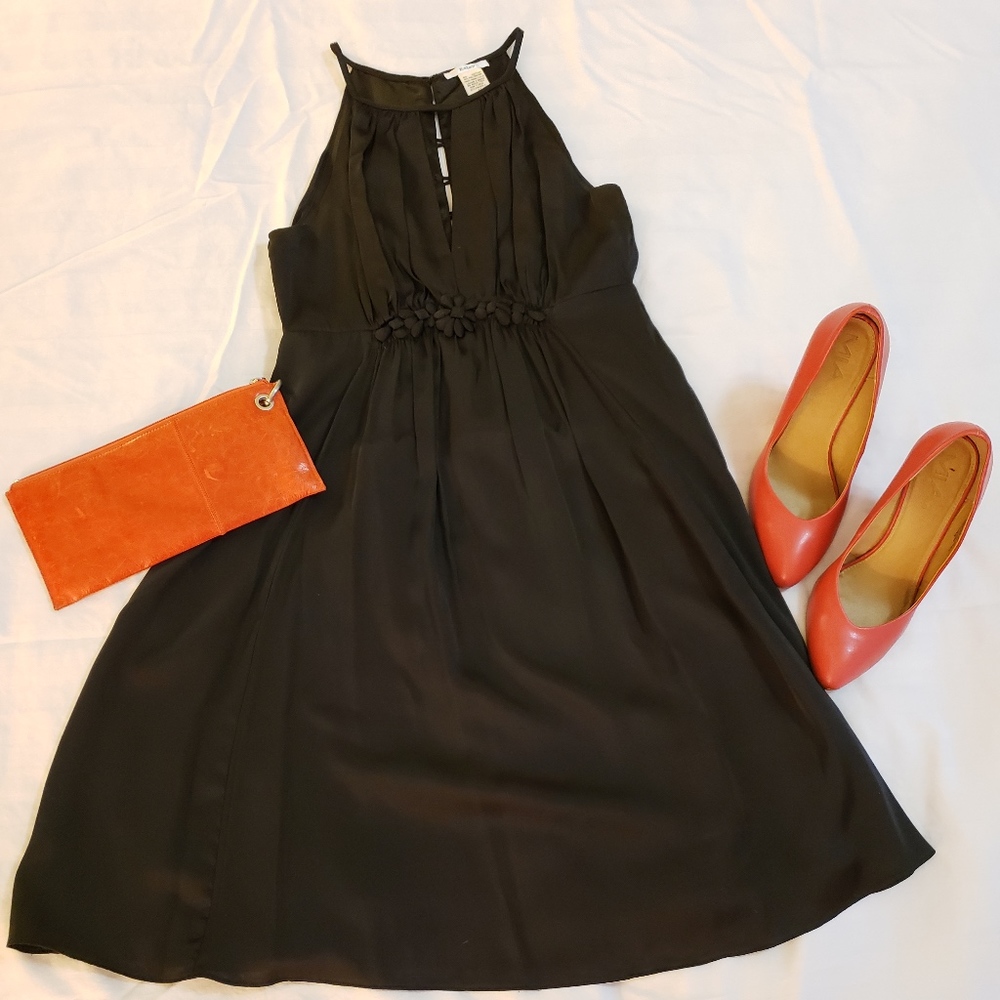 Little Black Dress, embellished waist, cut out V